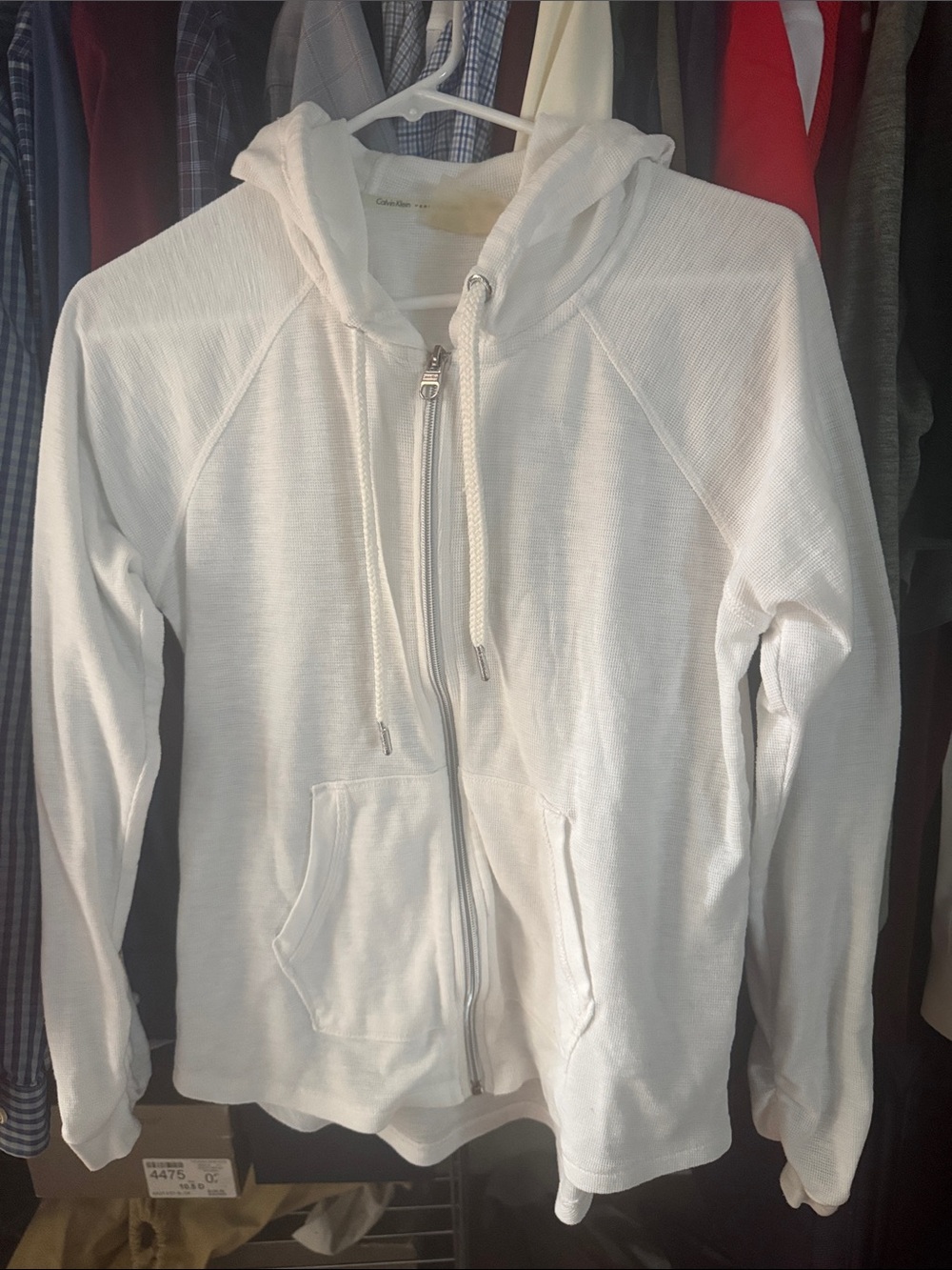 Calvin Klein White Hooded Zip-Up Jacket
